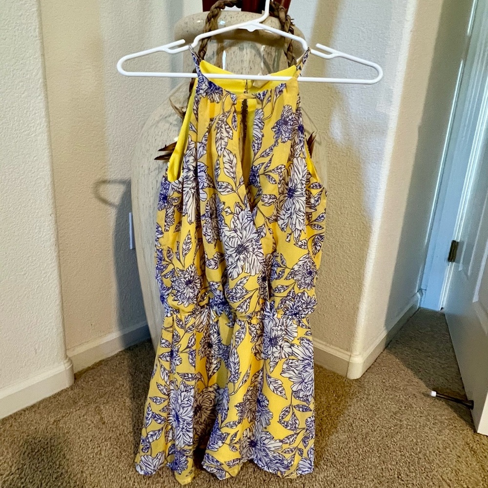 Floral Yellow and Blue Women's Romper